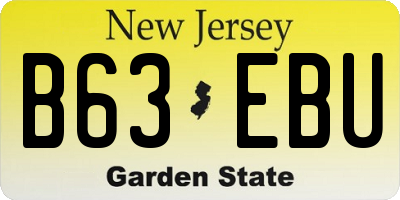 NJ license plate B63EBU