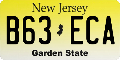 NJ license plate B63ECA