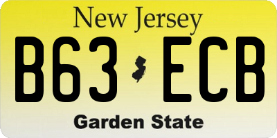 NJ license plate B63ECB