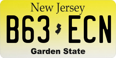 NJ license plate B63ECN