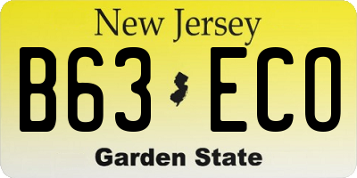 NJ license plate B63ECO