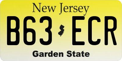NJ license plate B63ECR