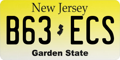 NJ license plate B63ECS