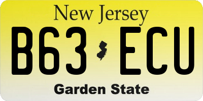 NJ license plate B63ECU