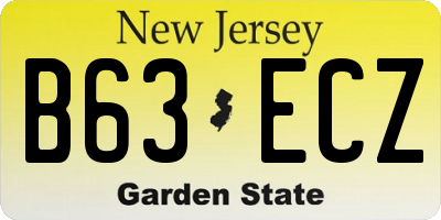NJ license plate B63ECZ