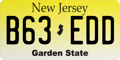 NJ license plate B63EDD