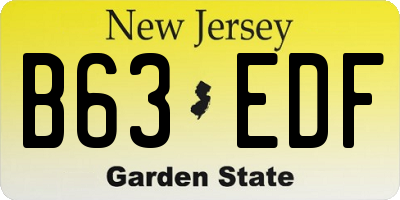 NJ license plate B63EDF