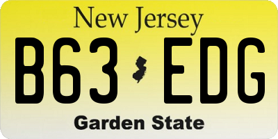 NJ license plate B63EDG