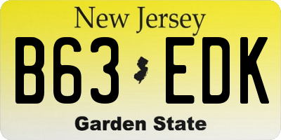 NJ license plate B63EDK