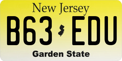 NJ license plate B63EDU
