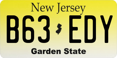NJ license plate B63EDY