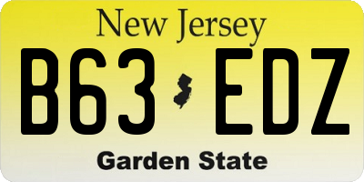 NJ license plate B63EDZ