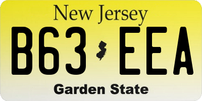 NJ license plate B63EEA
