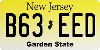 NJ license plate B63EED