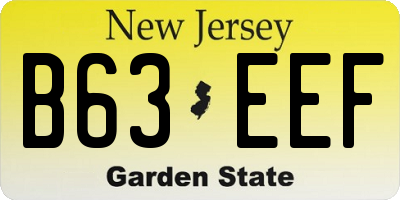 NJ license plate B63EEF