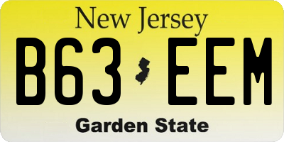 NJ license plate B63EEM