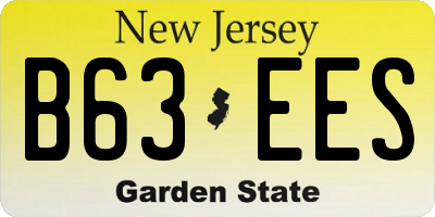 NJ license plate B63EES