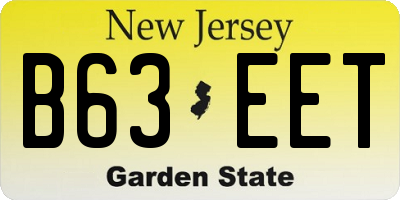 NJ license plate B63EET