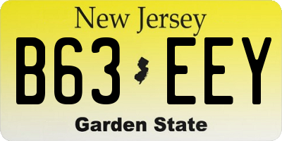 NJ license plate B63EEY