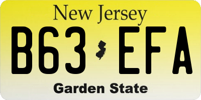 NJ license plate B63EFA
