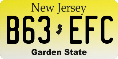 NJ license plate B63EFC