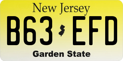 NJ license plate B63EFD