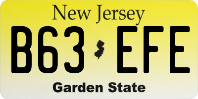 NJ license plate B63EFE