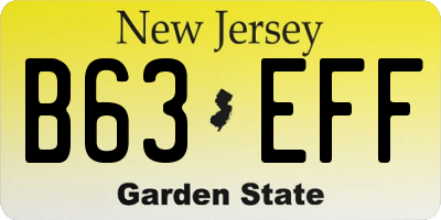 NJ license plate B63EFF
