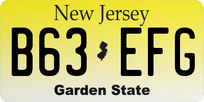 NJ license plate B63EFG