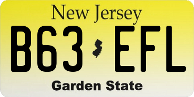 NJ license plate B63EFL