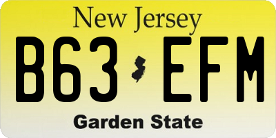NJ license plate B63EFM