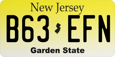 NJ license plate B63EFN