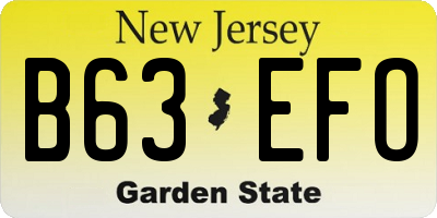 NJ license plate B63EFO