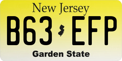 NJ license plate B63EFP