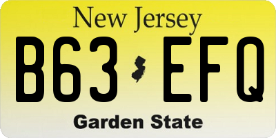 NJ license plate B63EFQ