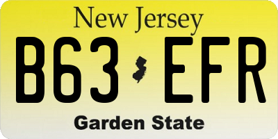 NJ license plate B63EFR