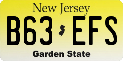 NJ license plate B63EFS