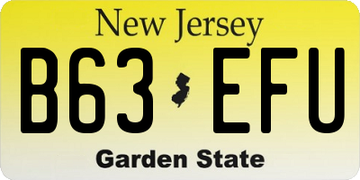 NJ license plate B63EFU