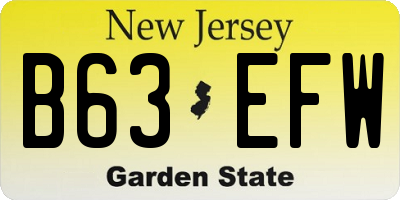 NJ license plate B63EFW