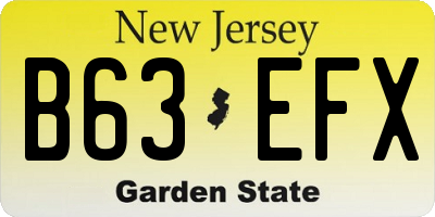 NJ license plate B63EFX