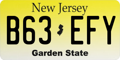 NJ license plate B63EFY