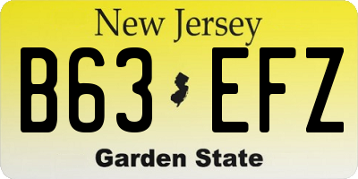 NJ license plate B63EFZ