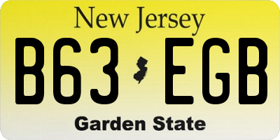 NJ license plate B63EGB