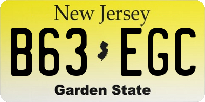 NJ license plate B63EGC