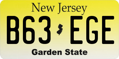 NJ license plate B63EGE