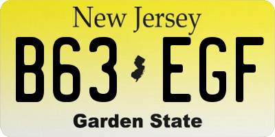 NJ license plate B63EGF