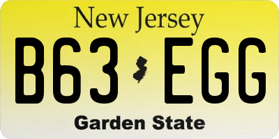 NJ license plate B63EGG