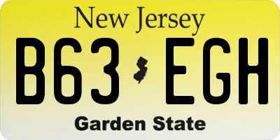 NJ license plate B63EGH
