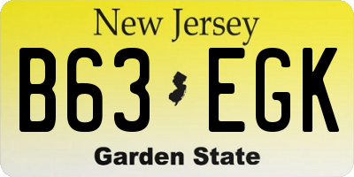 NJ license plate B63EGK