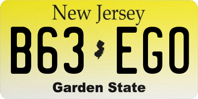 NJ license plate B63EGO